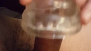 Busting a nut in my clear fleshlight 