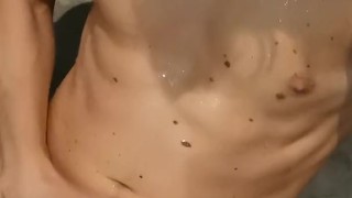 Enjoying myself in the shower, with pee and cum