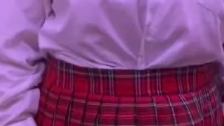 japanese girl stripteases in school girl outfit 