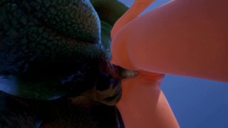 Japanese TEEN FUCKS GODZILLA, cum facial, anal creampie, (Wild Life game)