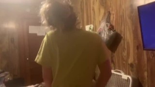 Blonde College Girl Rides Dick Reverse Cowgirl 