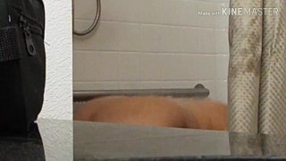 Male Hitchhiker masturbates in shower