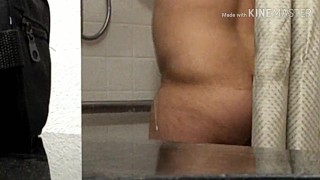 Male Hitchhiker masturbates in shower