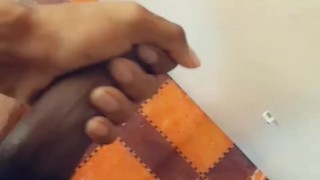 Hung twink shooting cum on bedroom wall