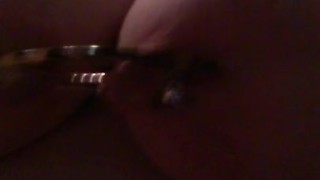 Fat Tits Clamped Together With Hair Clip On Diapered Bitch