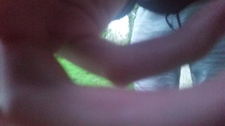  Skinny twig has a quick masturbation in the backgarden