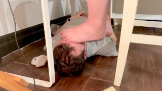 Girlfriend feet on my face after gym