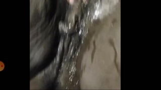Hairy ebony milf pussy gets wet