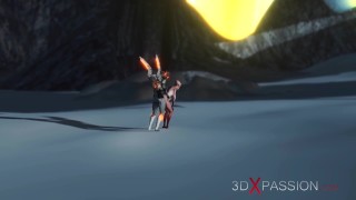 Female alien gets fucked hard by sci-fi explorer in spacesuit on exoplanet