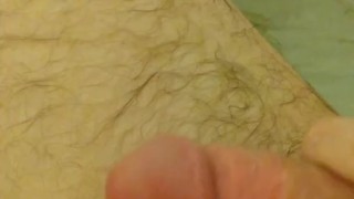 Big dick jerks off in bathtub, huge cock cums on leg