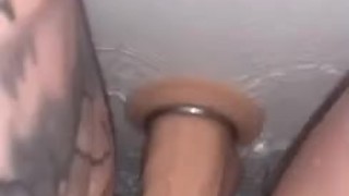Riding my 8” dildo in the shower