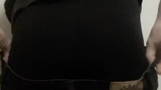 Anal butt plug in ass under clothes