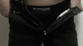 Anal butt plug in ass under clothes