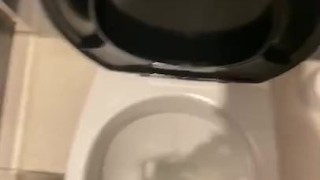 Wanking in gym toilets again with big cumshot nearly got caught
