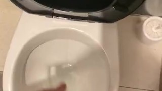 Wanking in gym toilets again with big cumshot nearly got caught