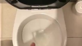 Wanking in gym toilets again with big cumshot nearly got caught