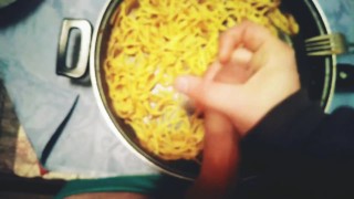 My dick masturbation on food