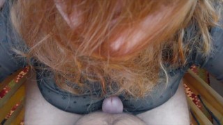 Cum on Big Natural Tits & Long Red Hair | Mesh Bodysuit Ginger Teen Amateur