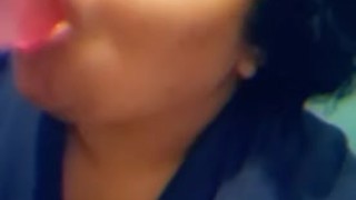 busty babygirl deep throats dildo
