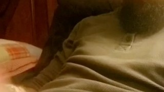 Hot muscular bearded guy jerking his huge dick and moaning