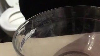  Squirting milk in a bowl