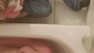 Bath time for babygirl and Daddy