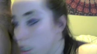 Cute slut deepthroats my cock and gets big facial