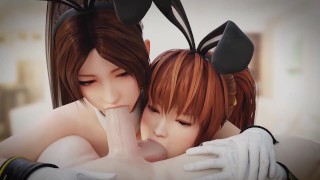 Mai and Kasumi Shared Blowjob Dead or Alive