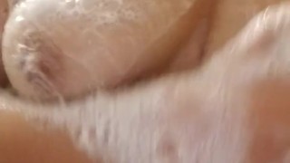 Soapy shower tease