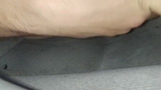 Fucking my ass with Black dildo in car 