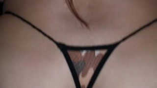 My sexy girlfriend in tiny thongs rides my penis!