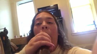 brunette babe loves cum in her mouth (follow on ig bootyfromtheblock