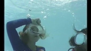 Sexy Blonde and Brunette Underwater in Swimming Pool Scuba Diving PART 2