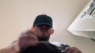 Latino Strips/Shows off Dick and Ass (Low Angle Close-Up)