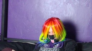 shy goth slut has multiple orgasms with huge dildo
