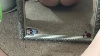 Big tit mom cums in mirror solo