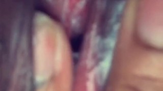 Hairy masturbation with creamy wet pussy