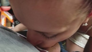 Best Friends HOT Wife Blows me in Their garage during a party!