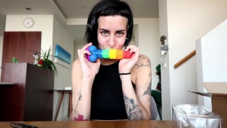 (preview) Unboxing and testing Rainbow Dildo - Eli Skye