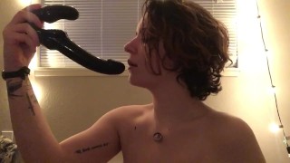 hot girl fucks her throat with dildo