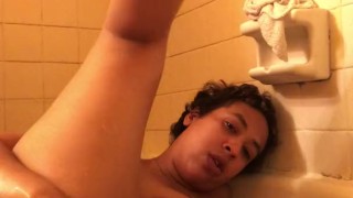 Playing with pussy in bath tub