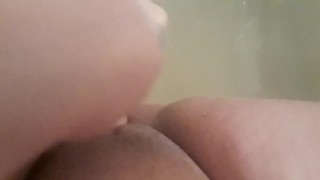 Fucking my horny little blonde pussy in the bath until I cum