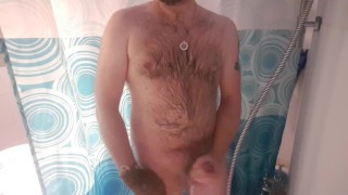 Hot bear cums in the shower