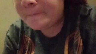 Gagging on a dildo
