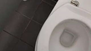 Masturbate and cum lick on school toilet