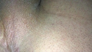 Throbbing perineum close up while cumshot