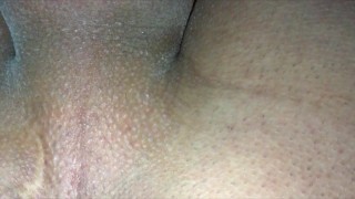 Throbbing perineum close up while cumshot
