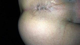 Throbbing perineum and asshole contractions close up while cumshot