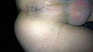 Throbbing perineum and asshole contractions close up while cumshot