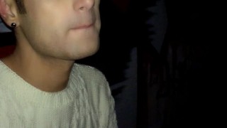 Craziness?! Twink drinks cum of used condom under a bridge